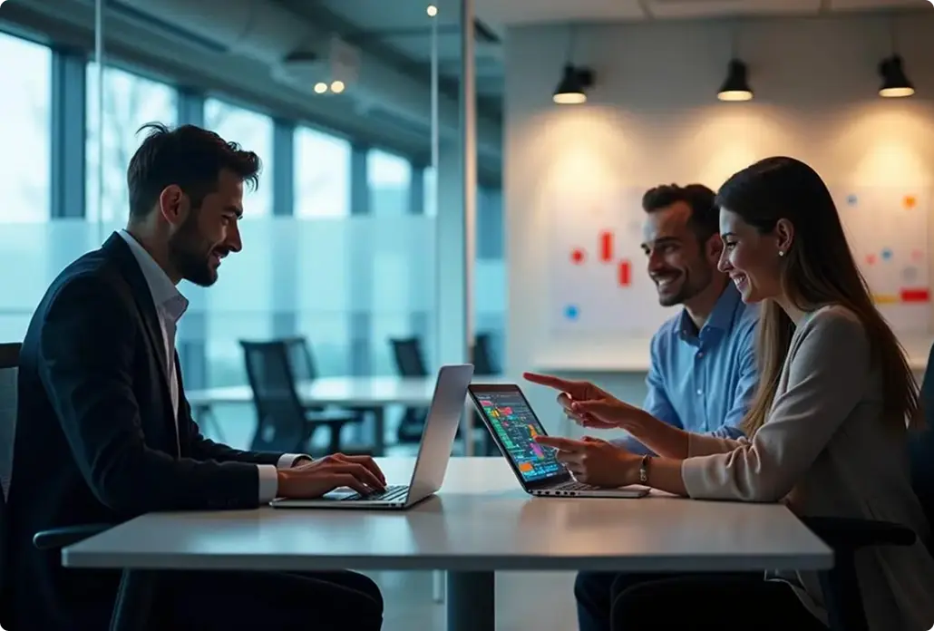 Team reviewing digital transformation plan